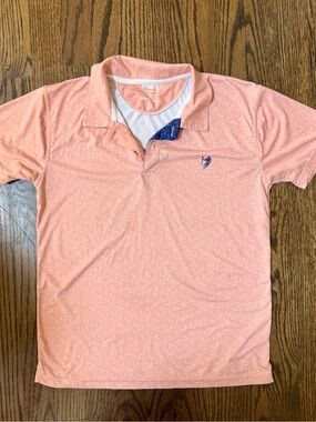 Kids Light Salmon Color Lacrosse Print Polo Youth Large